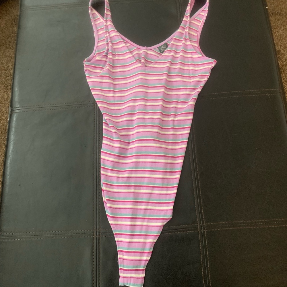 Purple striped bodysuit